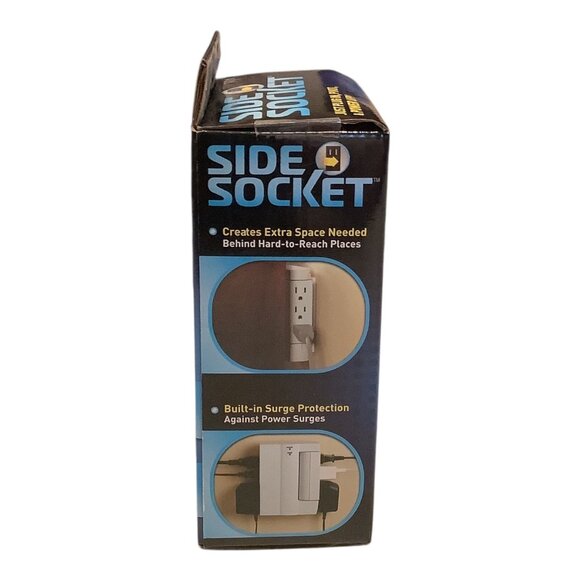 Side Socket Swivel Surge Protector 6 Outlets 1000 Joules Power Strip White - Picture 6 of 8